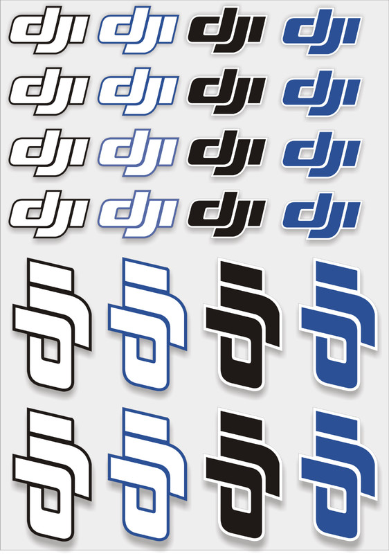 24x DJI drone decals, stickers, waterproof vinyl, laminated for protection.