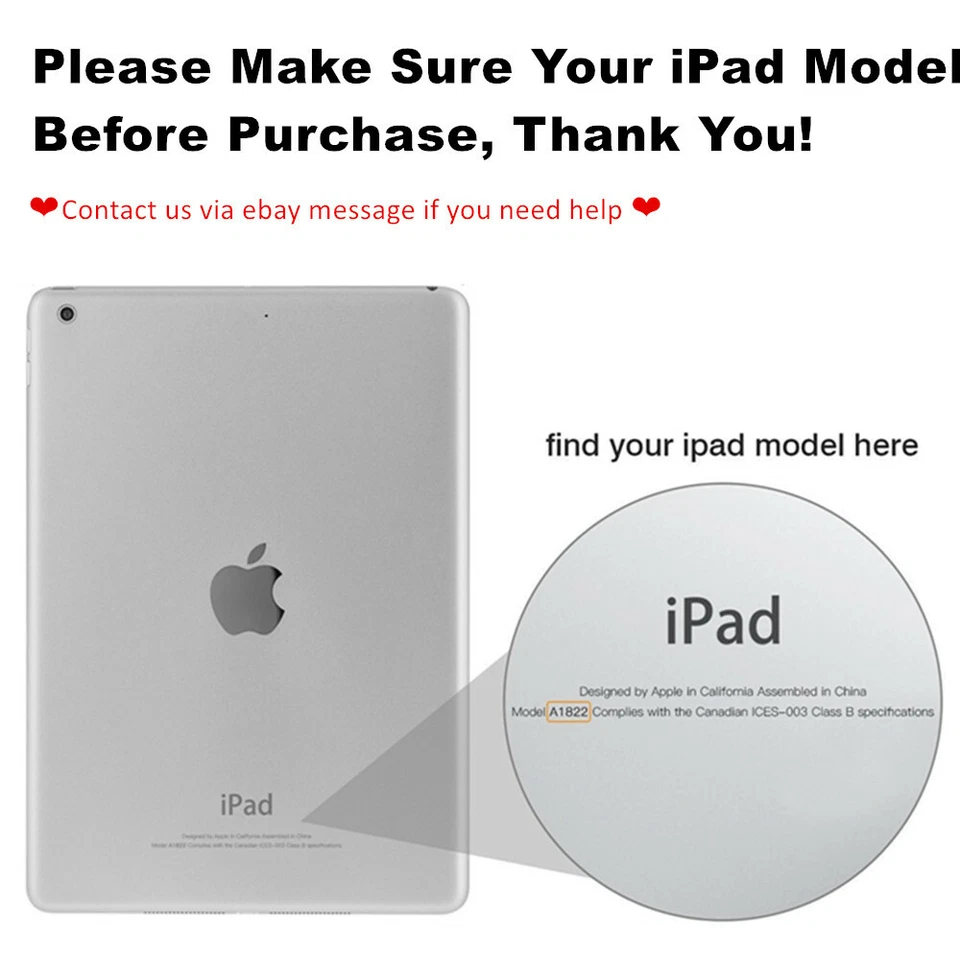 360 Rotating Leather Folio Case Cover Stand for iPad 2 3 4 Mini 4 5 Air 9.7 10.2 - Image 2 of 4