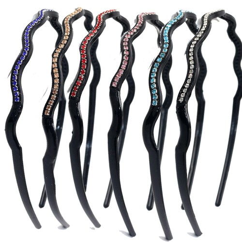 5pcs Bling Crystal Rhinestone Slim Thin Wave Shape Headband Thin Hair Hoops 6mm - Picture 12 of 12