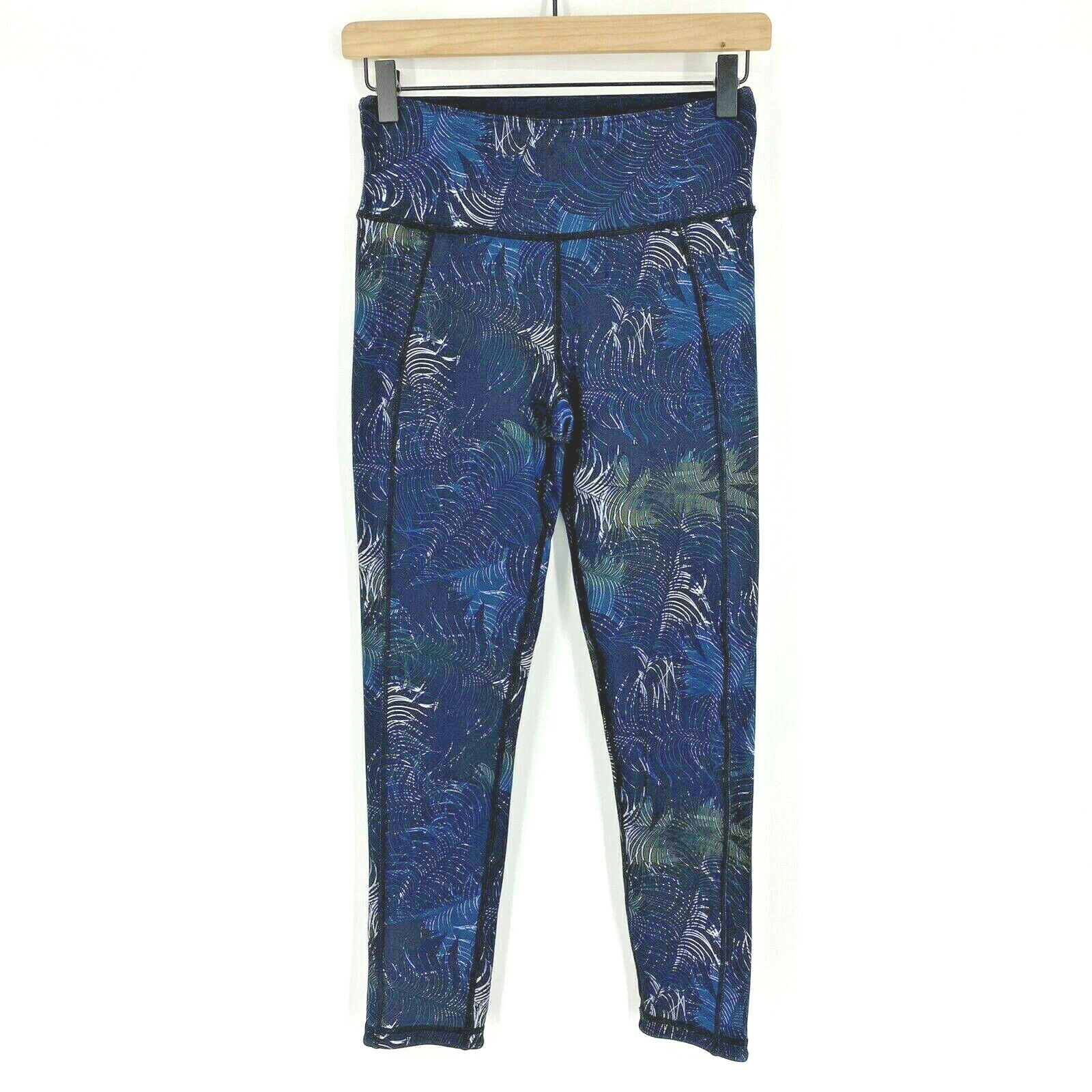 sweaty-betty palm leaf print crop high rise leggings