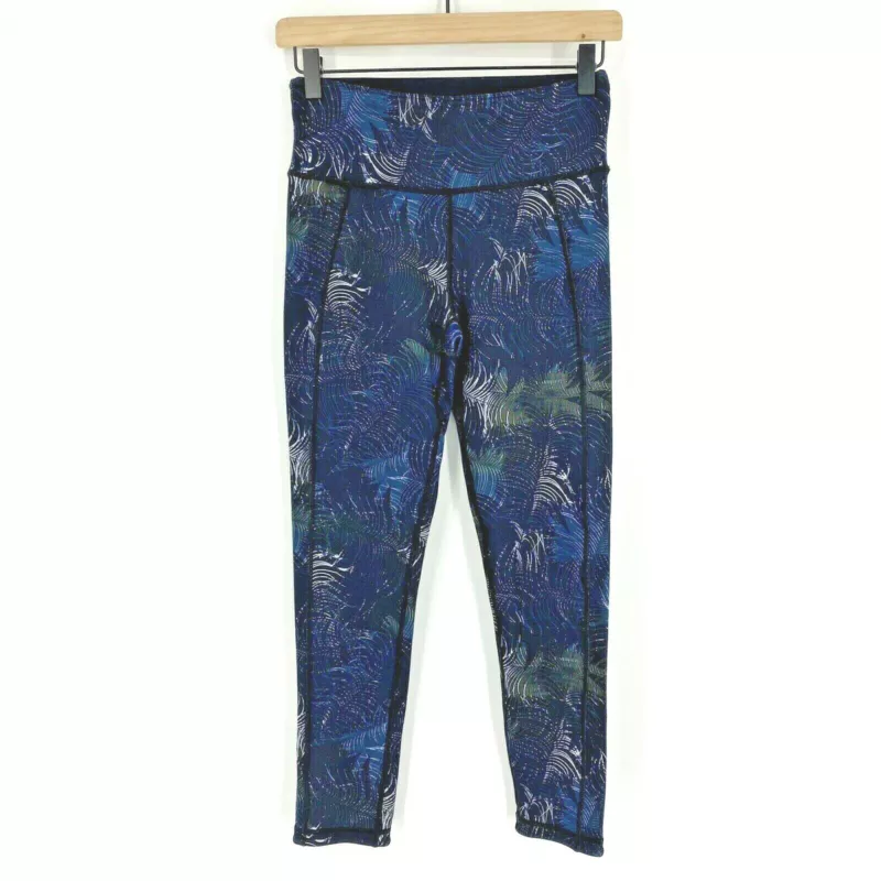 sweaty-betty palm leaf print crop high rise leggings