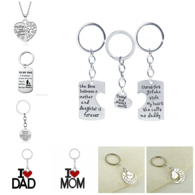 Mother's Day Gift I Love Mum Dad Key Chain Mother Daddy Daughter UK