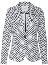Ichi Navy Blue White Diamond Pattern Blazer Sz M