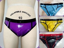 US Men's Latex Rubber Tight fitting Shorts Bulge Enhanced Briefs Underwear BDSM