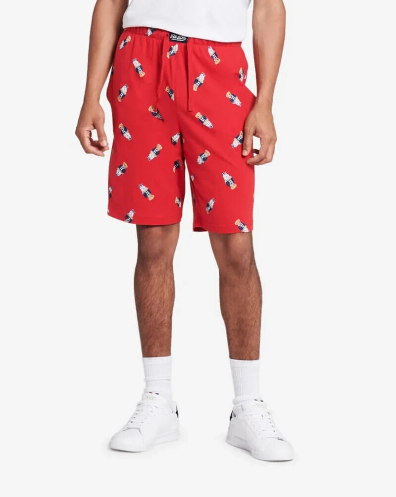 Polo Ralph Lauren Men's Red Polo Bear Graphic Jersey Sleep Shorts