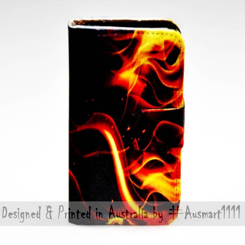 For Nokia Series - Fire Flame Print Theme Wallet Mobile Phone Case Cover - Picture 2 of 3