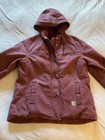 Carhartt Hooded Canvas Womens Small Fleece Lined Work Jacket Plum Purple Thick