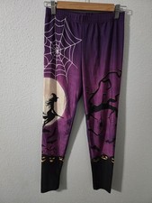 Womens Halloween With Spooky Leggings Purple Size Small