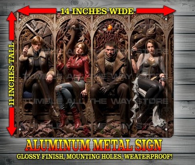 Resident Evil - Leon Kennedy - Claire - Chris - Jill Metal Sign Wall Art 14x11''