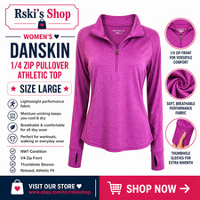 Women's NWT Purple Danskin 1/4 Zip Pullover Athletic Top Size Large