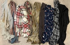 Used Lot Of 9 Unique Women  s Scarves - All Vary In Size, Color And Material