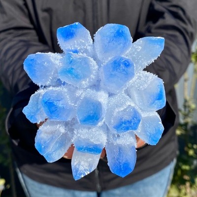 1.21LB New find blue phantom crystal quartz  cluster mineral specimen healing