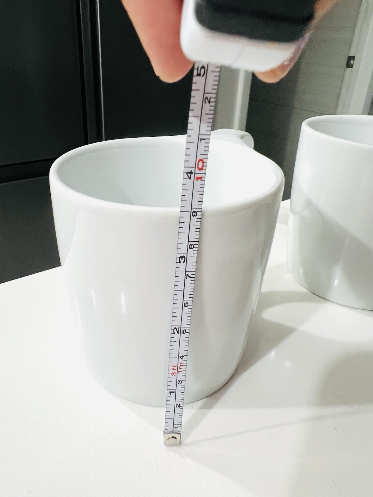 Brand New Set 2 Modern notNeutral Lino 10oz White Porcelain Tea Coffee Cups Mugs