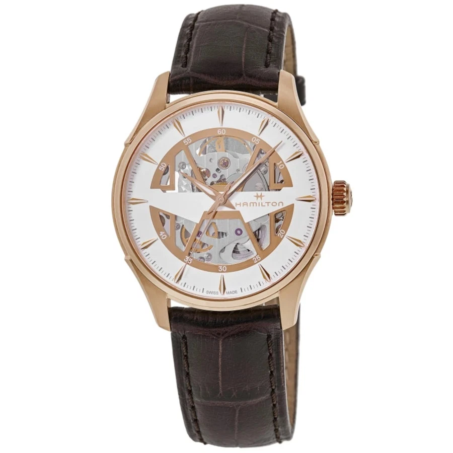 Nuevo reloj para hombre Hamilton Jazzmaster Skeleton automático esfera blanca cuero H42505510