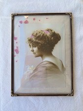 Jugendstil Messing Bilderrahmen antiker Fotorahmen aus D&auml;nemark gew&ouml;lbtes Glas