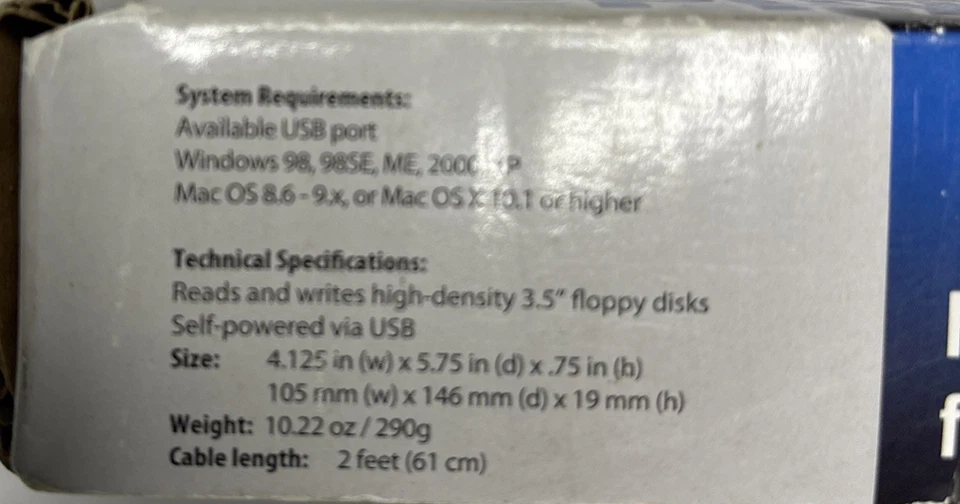 SmartDisk External USB Powered Floppy Disk Drive Titanium Edition Windows or Mac - Image 3 of 3