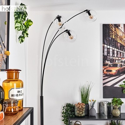 HOFSTEIN Villamare Stehlampe Metall/Glas in Schwarz/Klar Wohnzimmer Stehleuchte