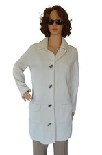 Vintage 70s White Cardigan Wood Buttons Women Estimated L Retro Preppy Coquette