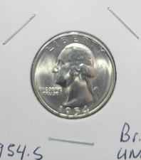 1954-S Washington Quarter Brilliant Uncirculated 25(C) San Francisco Mint