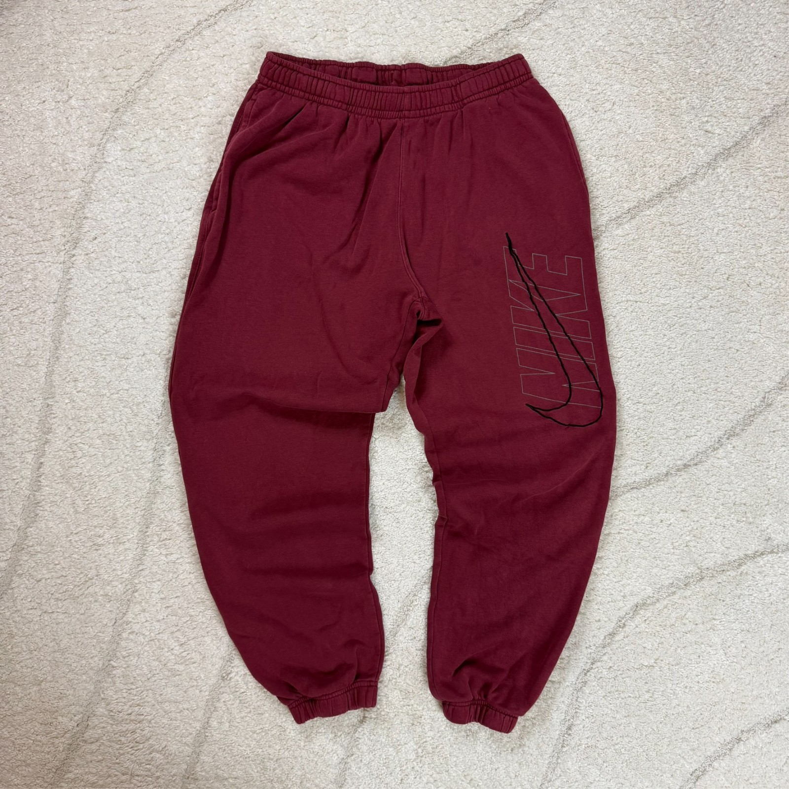 Vintage Nike Club Red Pullover Hoodie & Joggers Size Large Full Tracksuit Set image 6
