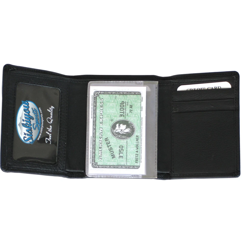 Cartera Siskiyou NFL Orleans Saints Gridiron Cuero Triple Plegable Negra Foto 2 de 2