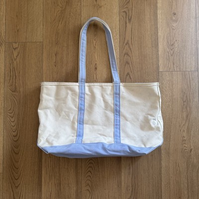 Vintage LL bean USA Made Canvas Cream XL Tote Bag 90s Long Handles