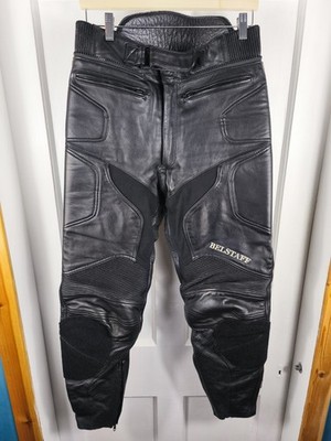 Belstaff Professional Leather Biker Trousers Solid Heavy 100% Leather