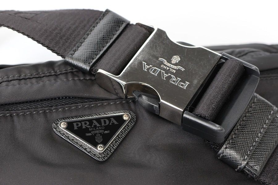 Prada Nylon Body Bag Waist Pouch Black Used 1BL011 From Japan thumbnail 5