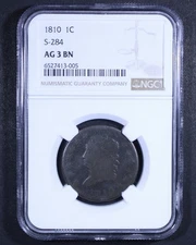 1810 Classic Head Large Cent (S-284) - 1c NGC AG03 - Cool Coin!