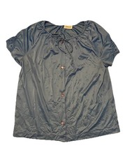 Vtg 90s Lorraine Top Peignoir PJ Lace Blue Satin Tie Night Jacket Cover Coquette