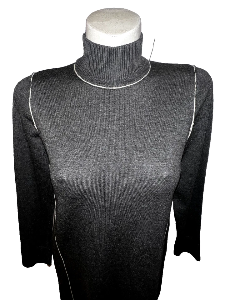 Nuevo Vestido Suéter MAX STUDIO Para Mujer Talla M Gris Carbón Manga Larga Cuello Simulado Foto 2 de 4