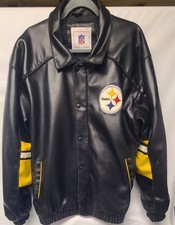 NFL Pittsburgh Steelers Distressed Faux Leather Jacket Men's Size XL G-III