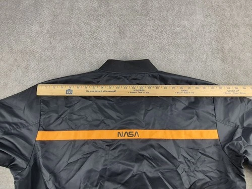 ASSTSERIES NASA Bomber Jacket Men Sz XL Black Flight Jacket Space Logo Polyester image 18