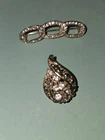 2 Vintage Rhinestone Goldtone Womens Pins Brooches Costume Jewelry Lot