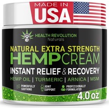 Revolution Hemp Arnica Cream Maximum Strength - Soothes Muscles, Joints, Feet...