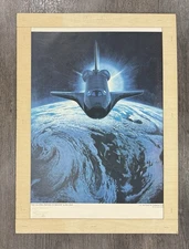 COLUMBIA PREPARES TO DESCEND USAF SPACE SHUTTLE Art Print 1982 By Ren Wicks