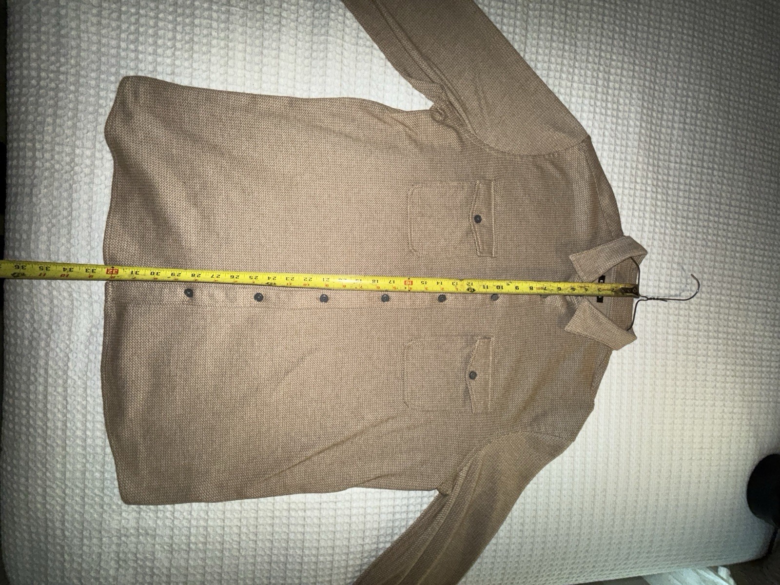 Express Men's Chevron Pattern Beige Button-Up Shi… - image 4