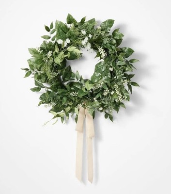 26'' FLORAL WREATH WITH RIBBON WHITE Threshold with STUDIO MCGEE Target
