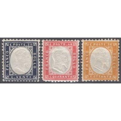 KINGDOM OF ITALY 1862 SERIETTA 20 C. 40 C. 80 C. N.2-4 G.O MH*
