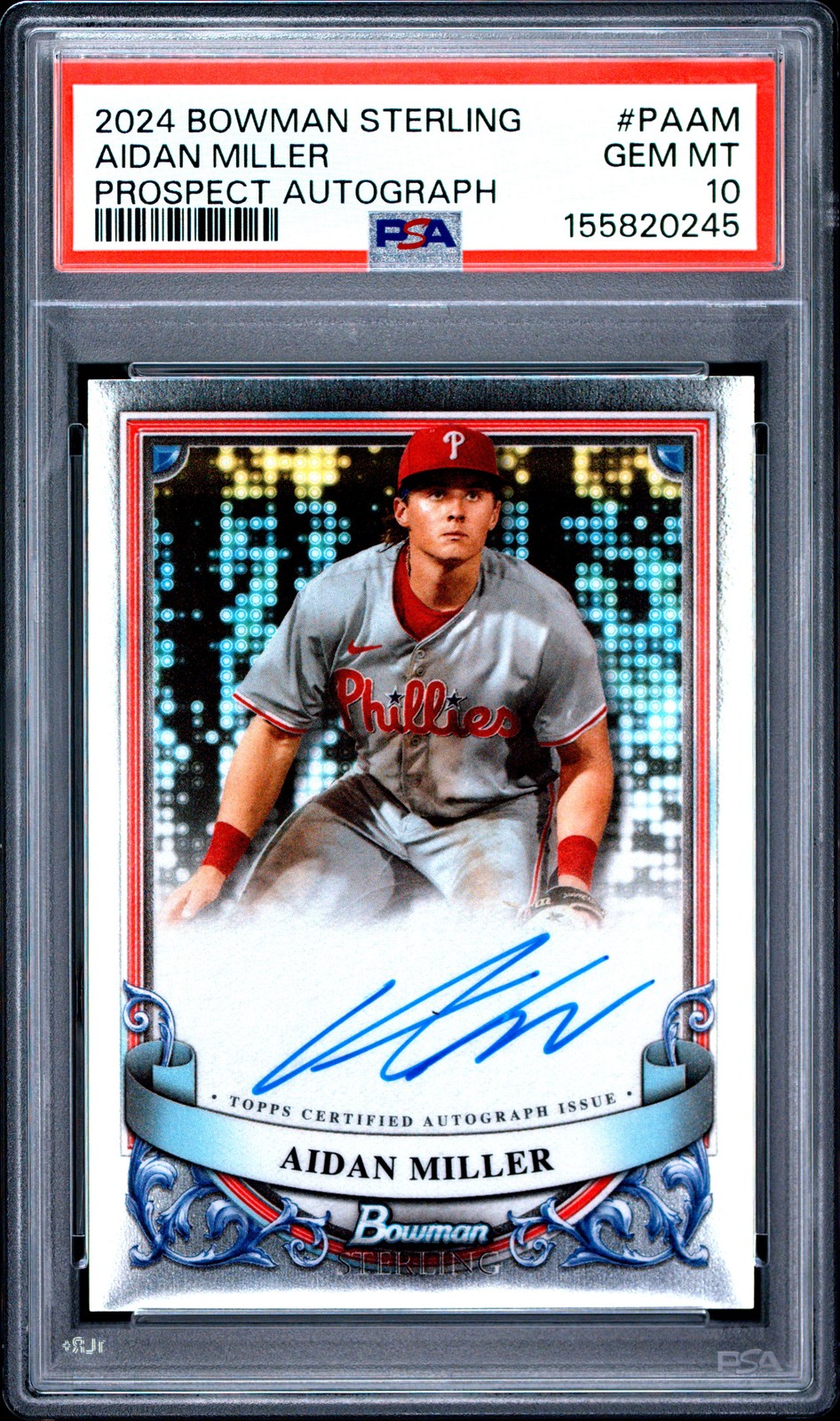 2024 BOWMAN STERLING PROSPECT AUTO #PAAM AIDAN MILLER PSA 10