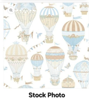 Lot 2 Dbl Rolls Just 4 Kids 2 Wallpaper Hot Air Balloon Blue Galerie G56544