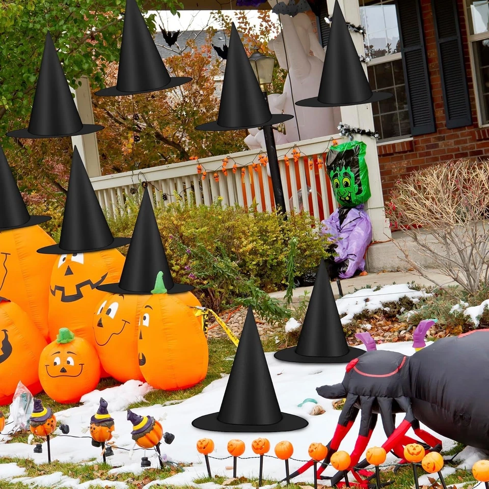 12 PIEZAS Sombreros de Bruja de Halloween, Sombrero de Bruja Colgante Negro, Accesorios de Disfraz de Bruja Foto 2 de 3