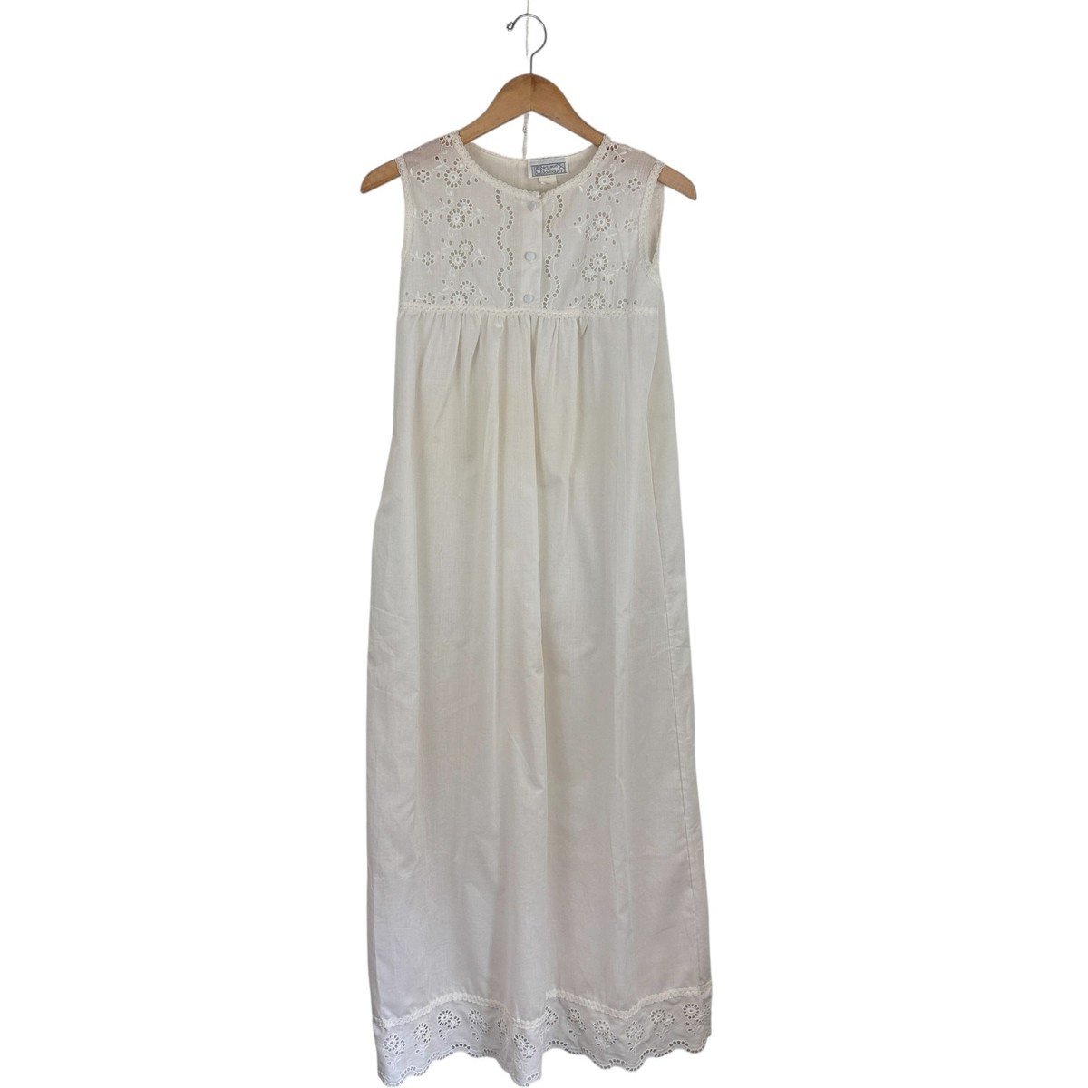 VTG Barbizon Boutique Cream Nightgown S Sleeveless Lace Poly