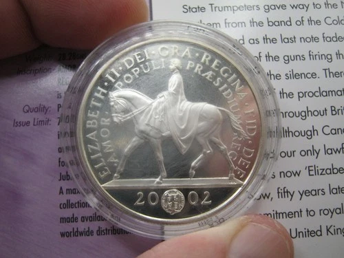 BULLION - 2002 Metric 1oz Capsuled Silver Proof Coin "ACESSION" & COA