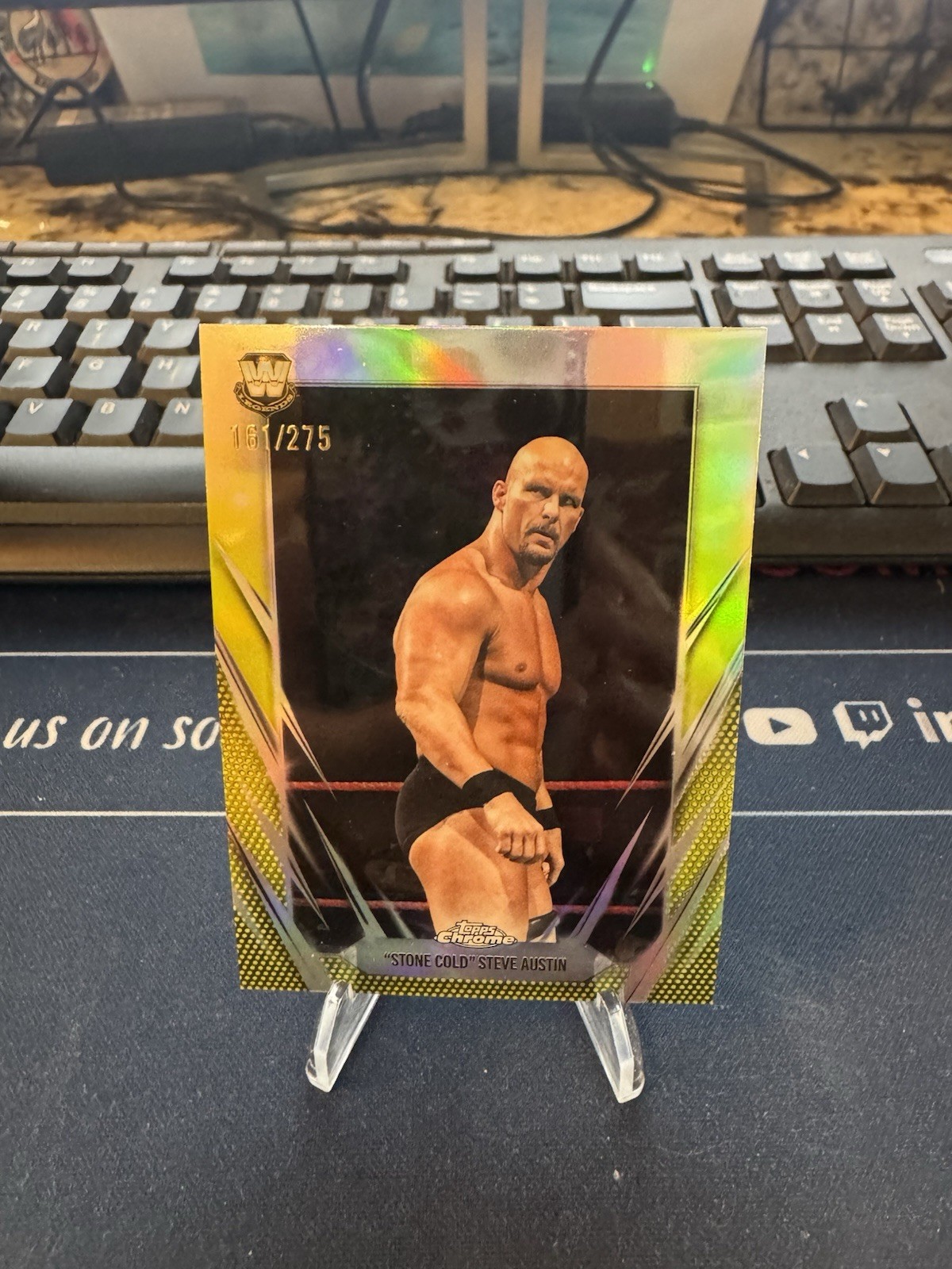 2026 Topps Chrome WWE Stone Cold Steve Austin Yellow Refractor /275