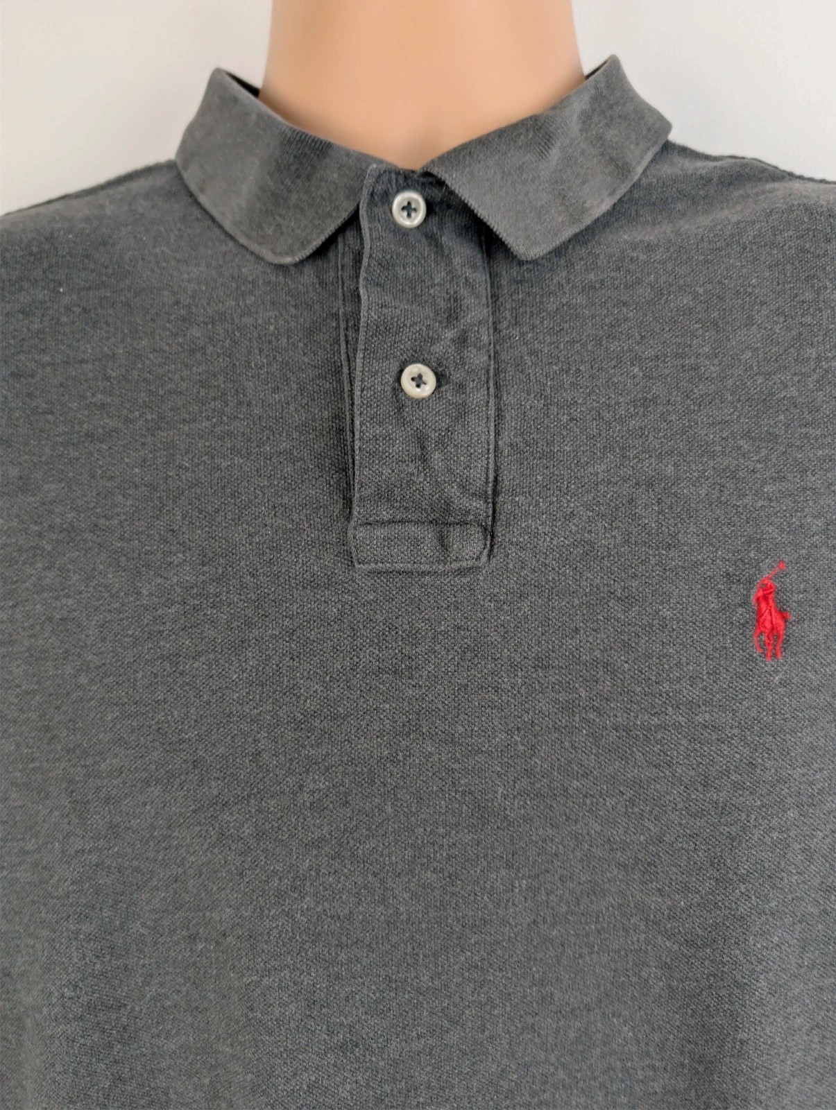 Mens Ralph Lauren Polo custom fit grey red pony. Large. DN3975 image 3