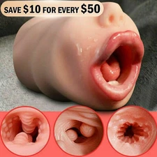Male Masturbator Realistic Mouth Pocket Pussy Blowjob Stroker Sex Toy for Men