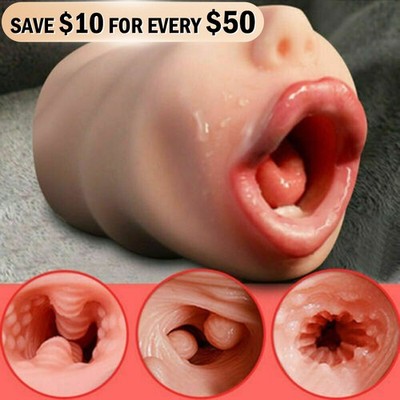 Male Masturbator Realistic Mouth Pocket Pussy Blowjob Stroker Sex Toy for  Men