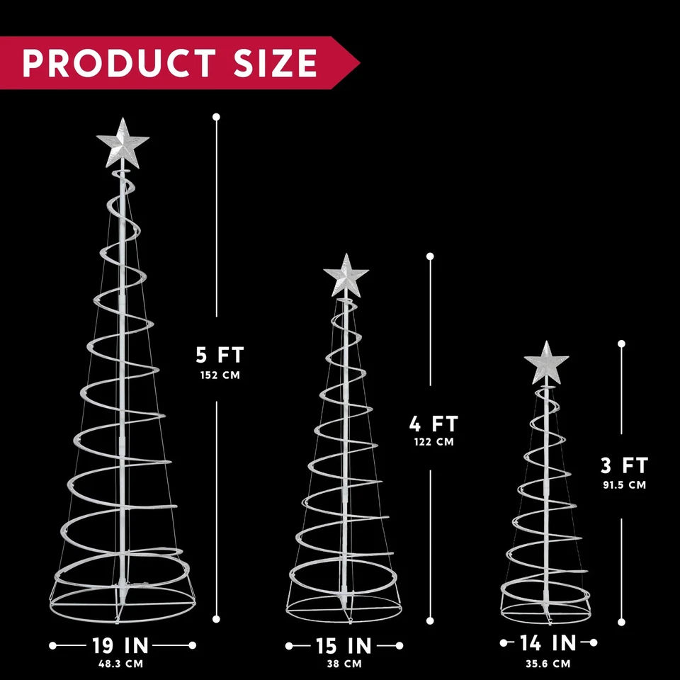 Joyfy 3 Pack Spiral Tree Christmas Decoration Outdoor,218 LED Christmas Tree - Image 4 of 4