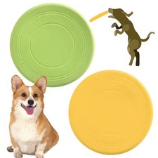 coldchill 7 Inch Dog Flying Disc, Puppy Flyer Toy React Faster Green Yellow